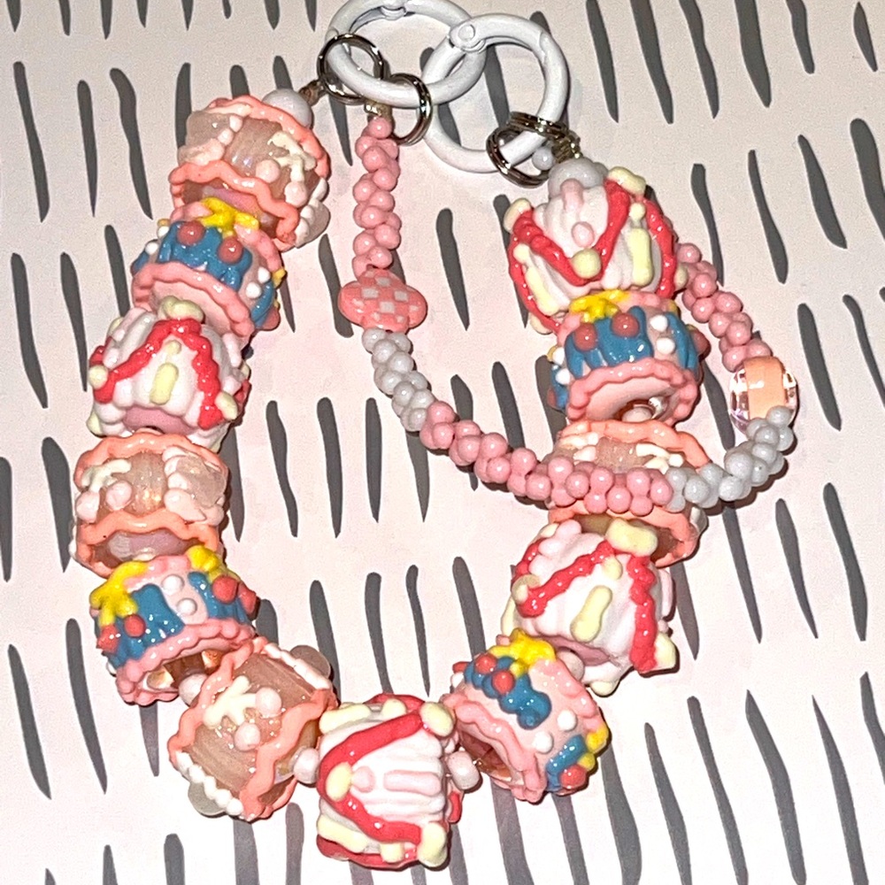 Elegant Pink pastel Beaded bag charm  handbag accessories
